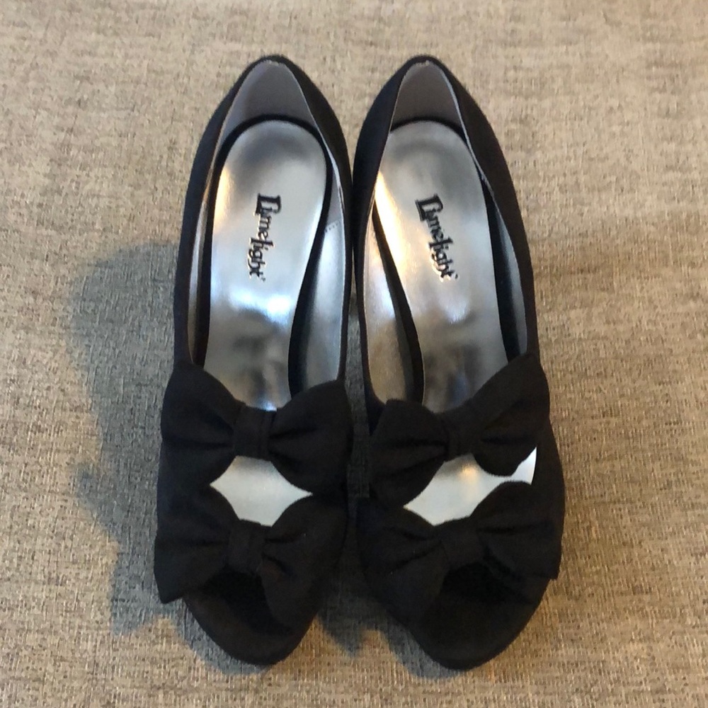 Black Suede Double Bow Heel